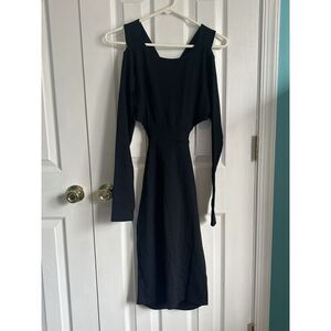 NWT Susana Monaco Womens XS Nylon Blend Black Long Sleeve‎ Dress